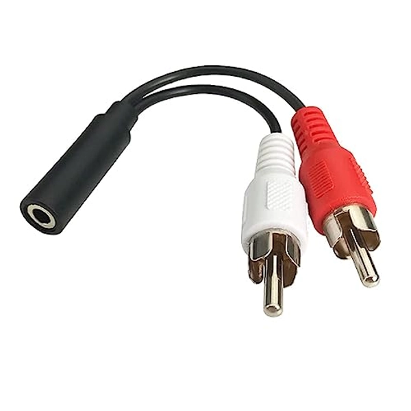 6 Inch 3.5mm Female to 2 RCA Male Stereo Audio Y Cable, Nickel Plated Adapter Compatible for TV,Smartphones, MP3, Tablets, Speakers,Home Theater, (4 Pack)