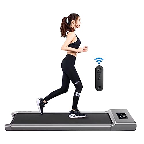 Under Desk Treadmill with Bluetooth Speaker & Remote Control Walking Running Pad Machine 1-12km/h Adjustable Speeds LED Display for Home or Office - Grey