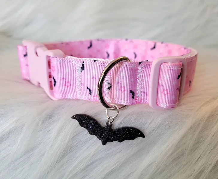 Pastel goth bat pink pastel purple and black choker collar kawaii | puppy cosplay collar | adjustable kitty collar