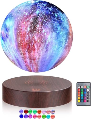 VGAzer Levitating Moon Lamp Floating and Spinning in Air Freely with 16 Colors LED Galaxy Moon Lamp Lights,Unique Gift & Decorative Lamp for Kids Lover Friends - 16 Colors Galaxy Moon