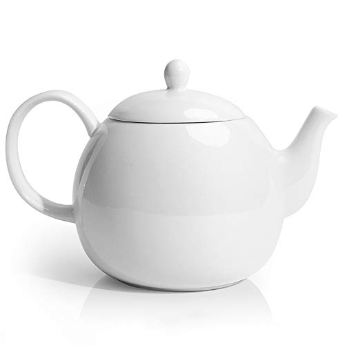 Sweese Porcelain Teapot, 40 Ounce Tea Pot - Large Enough for 5 Cups, White - 40oz (no infuser) - White