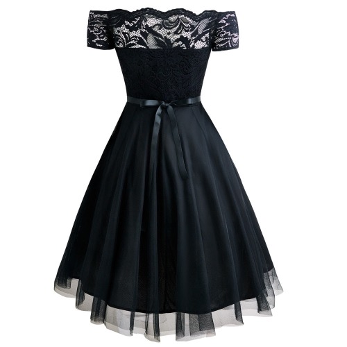 'Black Wings' Lace Mesh Goth Dress - Black / M