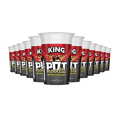 Pot Noodle Bombay Bad Boy Flavour, King Pot Size, Quick Filling Food, Tasty And Time Saving Snack, Suitable For Vegeterians, Large Pack Perfect for Families and Teenagers (12 x 114g Pots) - Bombay Bad Boy - 114 g (Pack of 12)