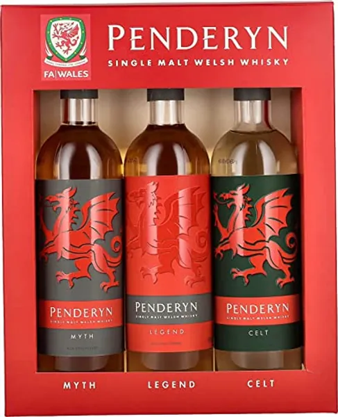 Penderyn Distillery Trio Dragon Range Single Malt Welsh Whisky Geschenk Myth - Legend - Celt, 3 x 200ml