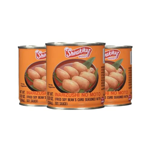 Shirakiku Inarizushi No Moto - Japanese Seasoned Fried Soy Bean Curd | Fried Bean Curd, Hydrogenated Vegetable Oil, Wheat, and Soybean | Soy Bean Flavor, 10oz - (Pack of 3) - Pack of 3