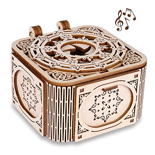 GuDoQi 3D Wooden Puzzle, Treasure Box with Music, Mechanical Model Kit to Build for Teens and Adults, DIY Assembly Toy, Gifts for Birthdays Christmas - Musica Box C