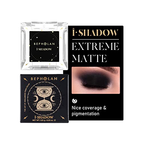 BEPHOLAN Single Matte Black Eyeshadow Palette Eyeliner Powder Goth Makeup Eyeshadow Black Gothic Vampire Blood Makeup,Black Rose - BLACK ROSE