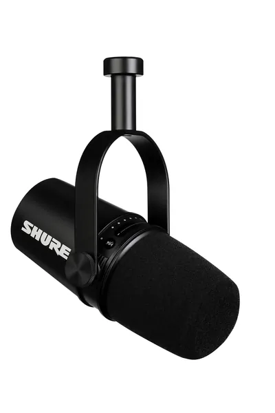 Shure MV7 USB Podcast Microphone for Podcasting, Recording, Live Streaming & Gaming, Built-in Headphone Output, All Metal USB/XLR Dynamic Mic, Voice-Isolating Technology, TeamSpeak Certified - Black - MV7 Black
