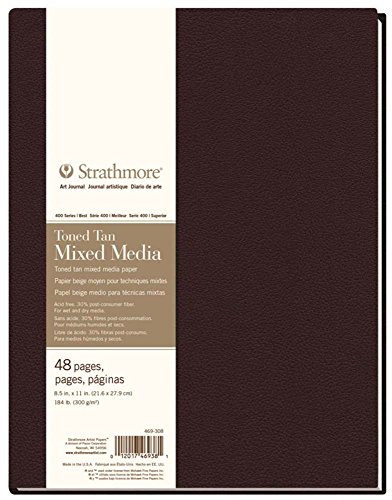 Strathmore 400 Series Art Journal, Toned Tan Sketch Paper, Hardbound, 8.5x11 inches, 128 Pages (80lb/118g) - Artist Sketchbook for Adults and Students - Graphite, Charcoal, Pencil, Colored Pencil - 8.5x11 - Toned Tan - 128 Pages