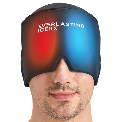 Form Fitting Gel Ice Headache Relief Hat - Cold Therapy Headache Relief Cap/Ice Head Wrap Ice Pack Mask, Cold Compress Headache Relief Cap for Tension & Stress, 20% More Gel, Migraine Relief Black