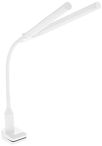 Daylight Company Duolamp Clamp Light, Double Head, Touch Dimmable Desk Lamp, 4 Brightness Level, Ideal for Hobbies, Art, Beauty Salons, Reading and More, White [Energy Class A] - Clamp Lamp