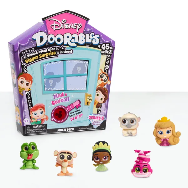 Disney Doorables Multi Peek Series 6 Jeweled Disney Princess Characters, Includes 5, 6, or 7 Collectible Mini Figures, Styles May Vary - 
