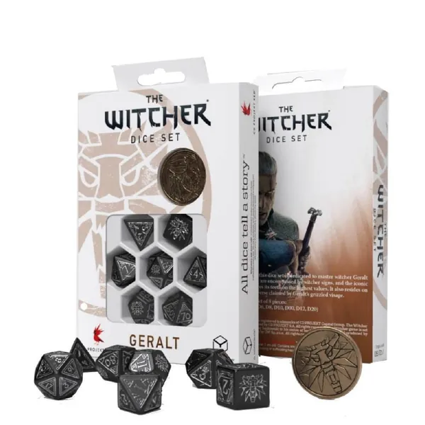 GERALT The SILVER SWORD Witcher Dice Set for Role playing Game Q-Workshop black and silver board game magic story telling game rpg dice new