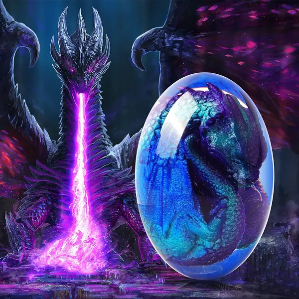 BBXWANG Lava Dragon Egg 3 Colors Dragon Statue, Handmade Sculpture Lifelike Resin Crystal Transparent Dragon Egg Ornaments, Lava Dragon Egg Souvenirs, for Desktop Ornaments Night Light without Lava Base (Purple Blue) - Purple Blue