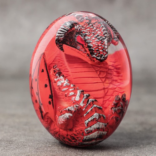 Wilbeva Lava Dragon Eggs for Gifts and Decorations, Crystal Resin Dragon Statue for Boys Men Girls and Womens, Exquisite Unique Figurines for Birthday, Christmas, Thanksgiving and Anniversary - Red