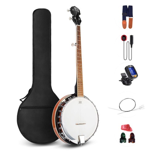Vangoa 5 String Banjo Remo Head Closed Solid Back with beginner Kit, Tuner, Strap, Pick up, Strings, Picks and Bag - 38 Inch