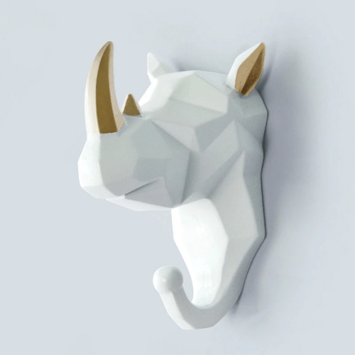 Nordic Animal Wall Hook - White Rhino