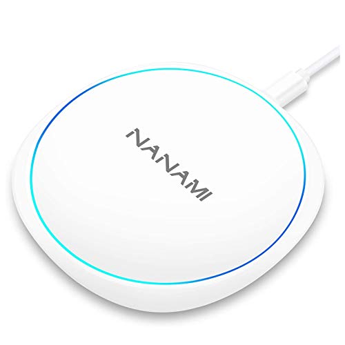 NANAMI Wireless Charger, 10W Max Qi-Certified Fast Charging Pad for Samsung Galaxy S23 S22 S21 Plus S20 FE S10 S9 S8 and iPhone 15/14/13/12/SE 2/11/Xs/XR/X/8P/8 New Airpods, 5W All Qi-Enabled Phone - Pearl White
