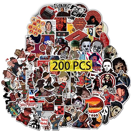 GTOTd Halloween Stickers (200pcs). Gifts Merch Horror Decoartions Birthday Party Supplies for Water Bottle Stickers Laptops Skateboards Teens - Horror Movie