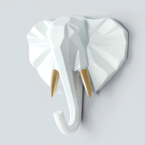 Nordic Animal Wall Hook - White Elephant