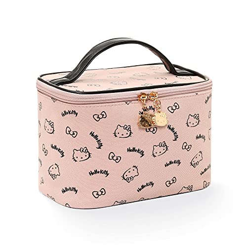 Large Makeup Bag with Handle Travel Cube Cosmetic Bags Brush Holder Zipper Pouch Case Organizer for Women - Light Pink Bucket Bag