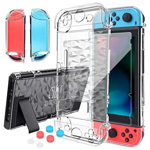 Nintendo Switch Case: Dockable with Screen Protector, Clear Protective Case Cover, Controller Case - Transparent