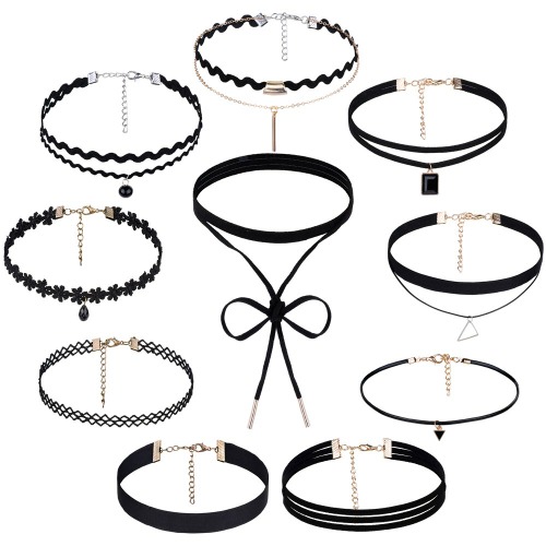 Rovtop 10 Pezzi Chocker Collana, Girocolli Collana, Bohemien Collane, Gotiche Stili diversi Girocollo con Lunghezza Regolabile, Ornamenti Moda per Varie Occasioni