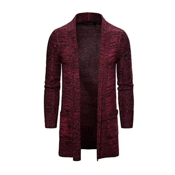 HZCX FASHION Men's Slim Fit Long Sleeve Open Front Cardigan Sweater with Pockets