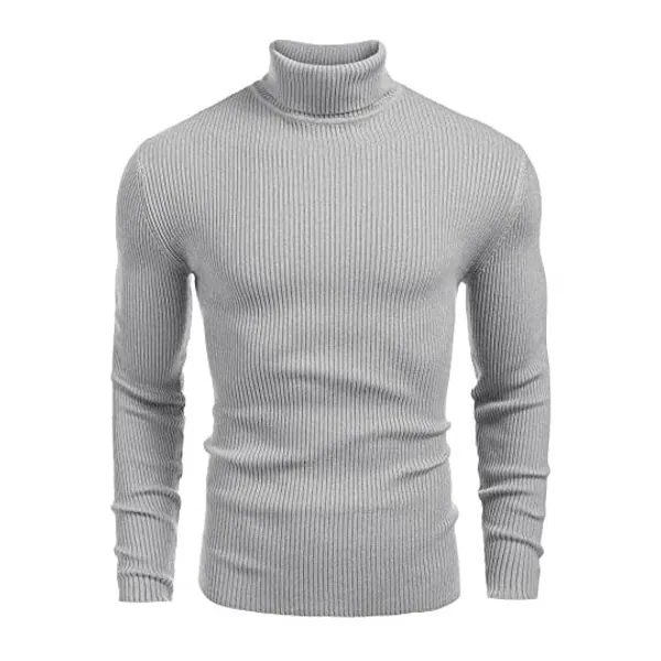 COOFANDY Mens Ribbed Slim Fit Knitted Pullover Turtleneck Sweater