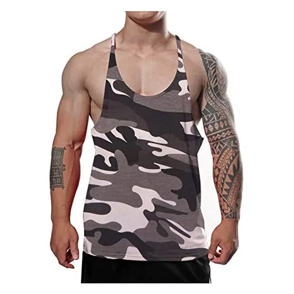 JEEING GEAR Men's Stringer Bodybuilding Workout Gym Tank Tops Training Y Back Cotton