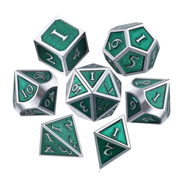 UONUOT 7pcs DND Metal Dice Set with Black Pouches DD Polyhedral Dice for Dungeons and Dragons Role Playing Dice Games MTG