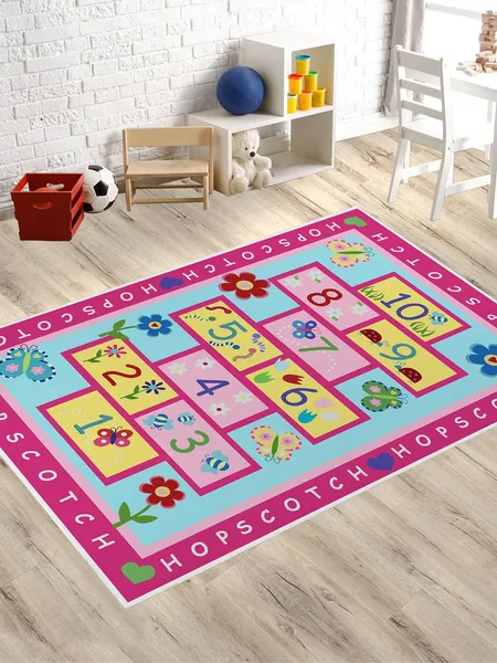 1pc Cartoon Graphic Rug, Modern Polyester Floor Mat For Home