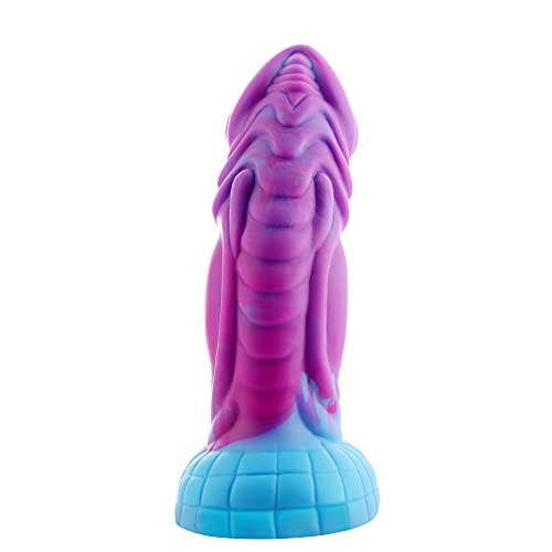 Hismith Realistic Dildo, 8 Inch Carved Silicone Suction Cup Dildo, Rhinoceros Horn Body-Safe Dildo, Sex Toy For Women And Men - D-Blue - Medium