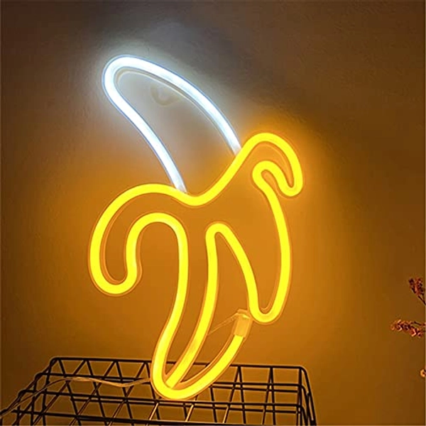 ENUOLI Banana Neon Light LED Neon Sign Wall Neon Light for Home Decor Battery&USB Operated Neon Night Light Neon Light Sign Light Up Sign for Kids Bedroom Party Christmas Wedding