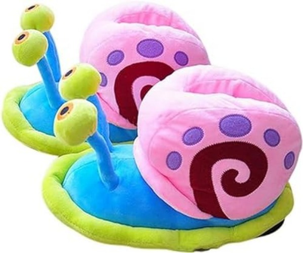 Slippers Winter Cartoon Slippers Women Funny Cute Snail Home Plush Shoes Indoor Cozy Flat Slides - 7 UK Wide - Blue