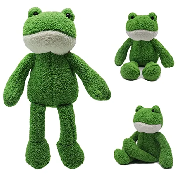 Heionia 40cm Frog Plush Toy Cute Frog Stuffed Plushie Cuddly Toys Soft Long-Legged Frog Animal Plush Dolls Calming Decoration Cushion Gift for Girls Kids (Green 40 cm) - Green