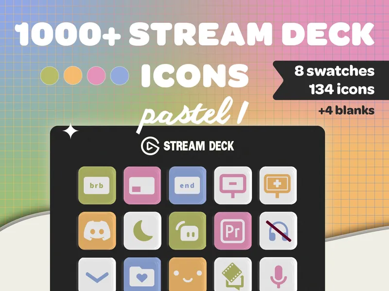 STREAM DECK ICONS Pastel 1 | Streamer | Twitch | Discord | Youtube | Streaming Assets | Elgato | Minimal