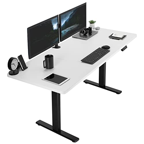 VIVO Electric Height Adjustable 71 x 30 inch Memory Stand Up Desk, White Table Top, Black Frame, Standing Workstation with Preset Controller, 1B Series, DESK-KIT-1B7W - 71 x 30-inch - White Top / Black Frame
