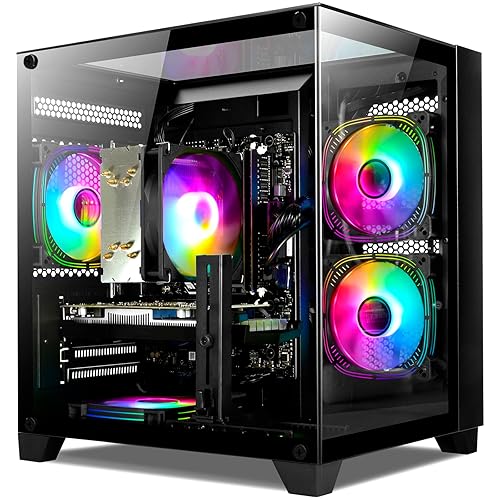 Gaming PC Desktop Intel 12th I5-12400F, 6 core 2.5GHz Desktop Computer, GeForce RTX3050, 32G DDR4 RAM, 1TB NVME SSD, Tower Computer for Gaming, Home and Office (Black) - I5-12400F | 3050 - black