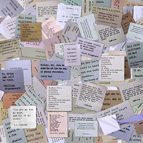 Mity rain 180pcs Scrapbook Stickers, Quote Stickers for Journaling of 60 Different Quotes, Famous Words Scrapbook Stickers for Junk Journal Supplies, Vintage Stickers for Planner Enthusiasts - Motivational Quotes Stickers