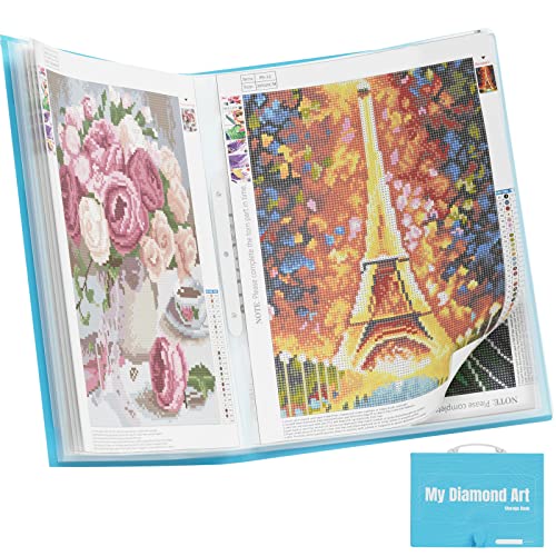 ARTDOT A3 Storage Book for Diamond Art Portfolio Folder for Diamond Painting Accessories with 30 Pocket Slevees Protectors (16.9x12.4inches) - A3:16x12 inches