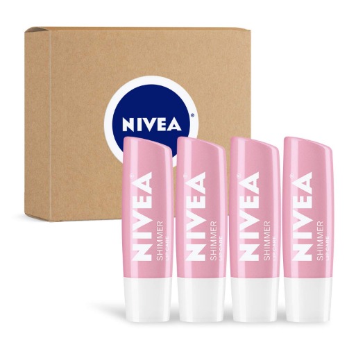 NIVEA Shimmer Lip Balm Stick, 4 Pack