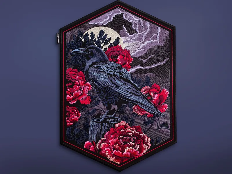 Crow & Bloody Peonies Large Iron On