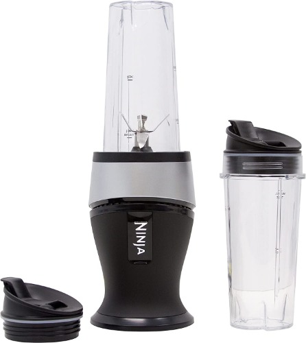 Ninja QB3001SS Ninja Fit Compact Personal Blender, for Shakes, Smoothies, Food Prep, and Frozen Blending, 700-Watt Base and (2) 16-oz. Cups & Spout Lids, Black - Black 700 Watts 700 Watts