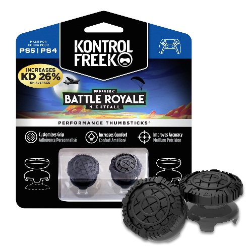 KontrolFreek FPS Freek Battle Royale Nightfall for PlayStation 4 (PS4) and PlayStation 5 (PS5) | Performance Thumbsticks | 2 High-Rise Convex (Domed) | Black