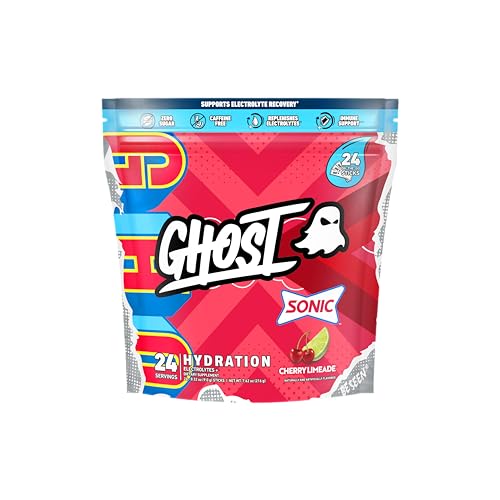  GHOST Hydration, Kiwi Strawberry, 40 Serv, Electrolyte Powder -  Drink Mix Supplement with Magnesium, Potassium, Calcium, Vitamin C &  Taurine for Energy & Endurance - Vegan, Free of Soy, Sugar 