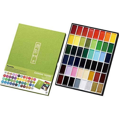 Kuretake GANSAI TAMBI 48 Colors Set Watercolor Paint Set