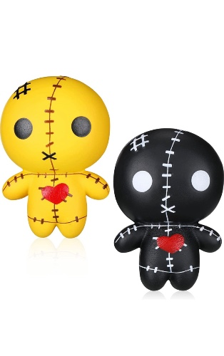 Amazon.com: 2 Pieces Voodoo Dolls Squishy Ghost Dolls Creepy Dolls Soft Slow Rising Horror Dolls Stress Relief Creepy Toys for Party Decoration Supplies (Black, Yellow) : Toys & Games
