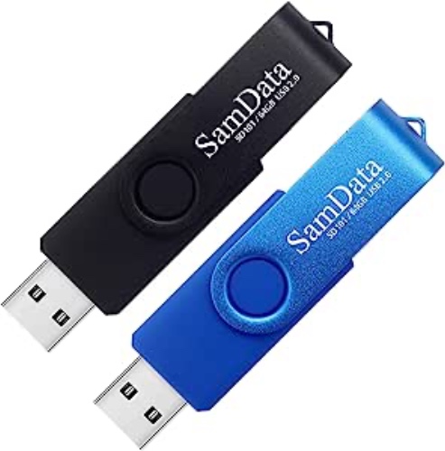 SamData 64GB USB Flash Drives 2 Pack 64GB Thumb Drives Memory Stick Jump Drive with LED Light for Storage and Backup (2 Colors: Black Blue) - 64GB Blue Black 64GB*2