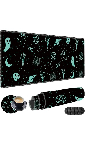 Amazon.com: Large Gaming Mouse Pad Plus a Coasters + Cable Clips, Skull Moon Gothic Extended Mousepad (31.5 x 11.8) with Stitched Edge, Foldable Computer Keyboard Desktop Mouse Mat for Home Office : Office Products